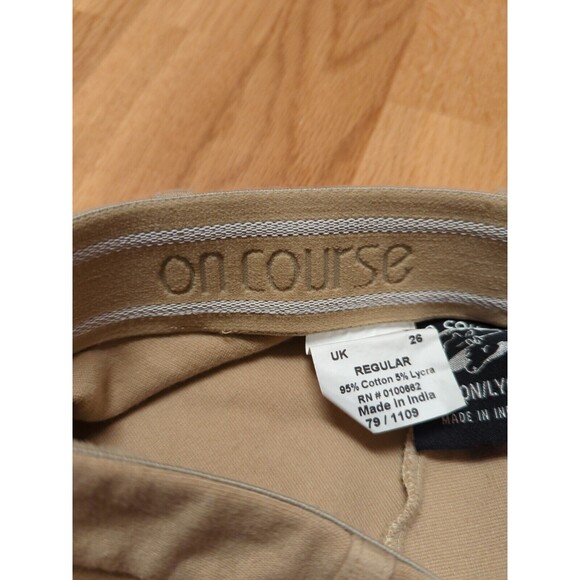 On Course Riding Breeches Size 26 Tan Adjustable Cuffs Elastic Stretch Horse - Picture 10 of 10